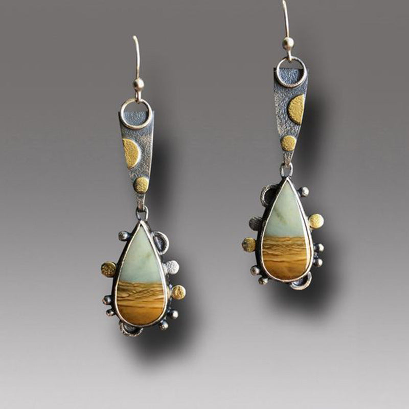 Wholesale Creative Flower Inlaid Purple Diamond Luxury Antique Silver Round Swing Earrings